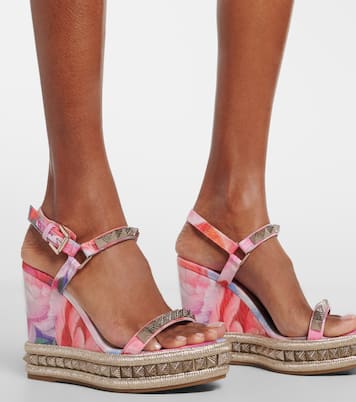 Pyra Clou studded floral chiné espadrille wedges | Christian Louboutin