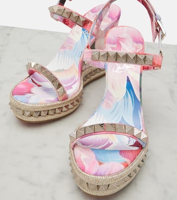 Pyra Clou studded floral chiné espadrille wedges | Christian Louboutin