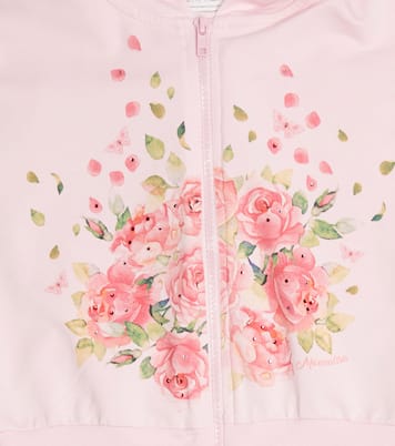 Floral ruffled jersey hoodie | Monnalisa