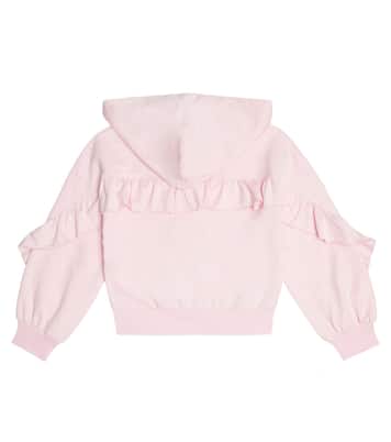 Floral ruffled jersey hoodie | Monnalisa