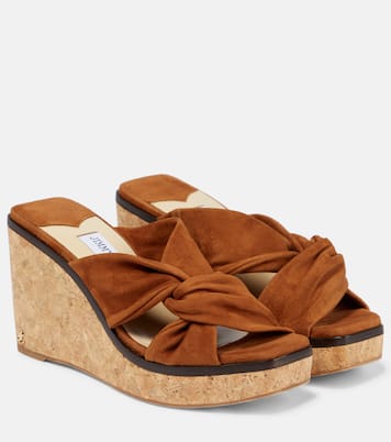 Wedge-Sandalen Narisa 90 aus Veloursleder | Jimmy Choo