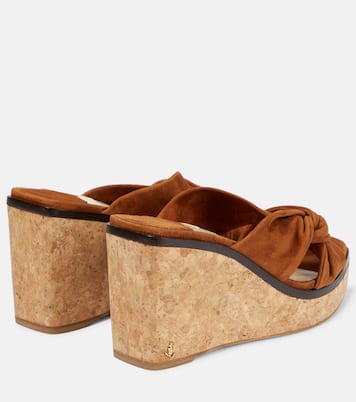 Wedge-Sandalen Narisa 90 aus Veloursleder | Jimmy Choo
