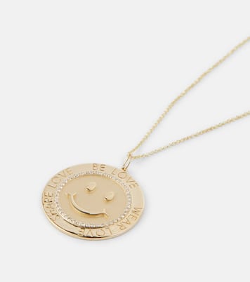 Collier Happy Face en or jaune 14 ct et diamants | Sydney Evan