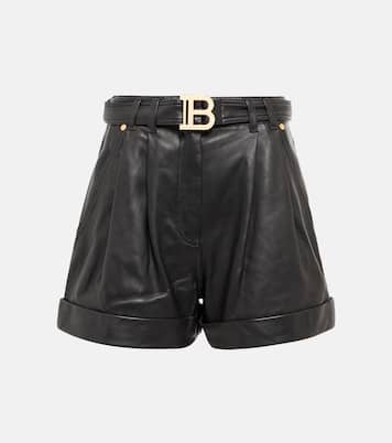 Shorts de piel con cinturón | Balmain