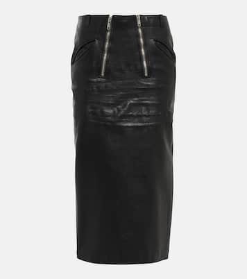 Jupe midi en cuir | Prada