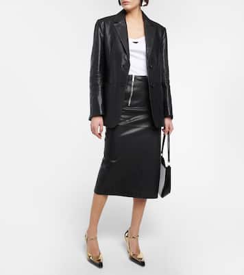 Jupe midi en cuir | Prada