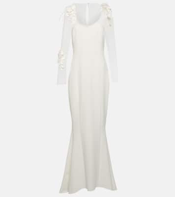 Feather-trimmed crêpe gown | Safiyaa