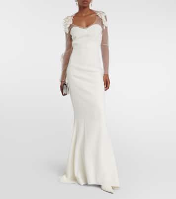 Feather-trimmed crêpe gown | Safiyaa