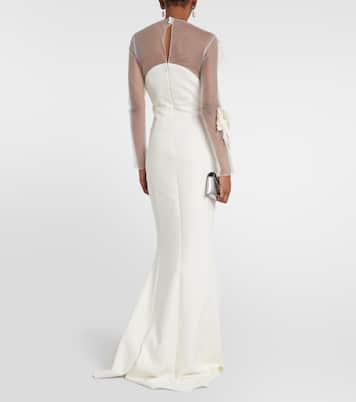 Feather-trimmed crêpe gown | Safiyaa