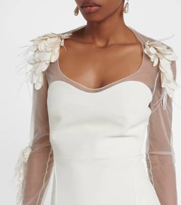 Feather-trimmed crêpe gown | Safiyaa