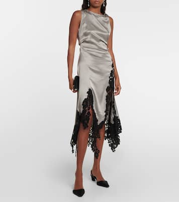 Abito midi in raso con pizzo | Acne Studios