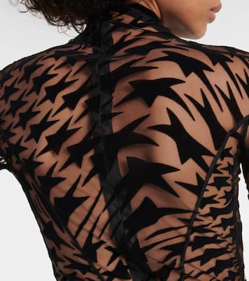 Printed mesh turtleneck bodysuit | Mugler