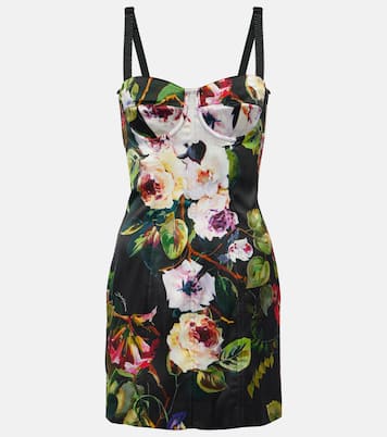 Floral satin corset minidress | Dolce&Gabbana