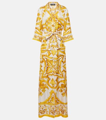 Robe longue Majolica en soie | Dolce&Gabbana