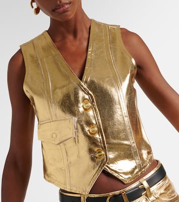 Gilet de costume en jean enduit | Ganni
