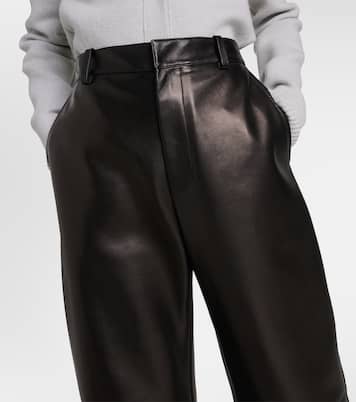 Weite High-Rise-Hose aus Leder | Bottega Veneta