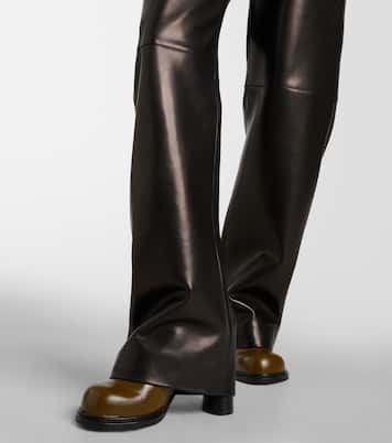 Weite High-Rise-Hose aus Leder | Bottega Veneta