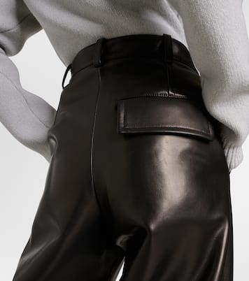 Weite High-Rise-Hose aus Leder | Bottega Veneta