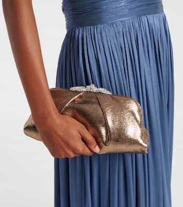 Very Bow Tie embellished satin clutch | Aquazzura