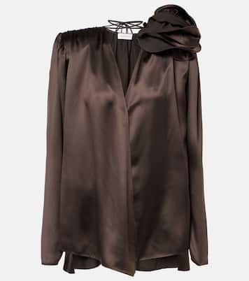 Blusa in raso di misto seta con applicazione floreale | Magda Butrym