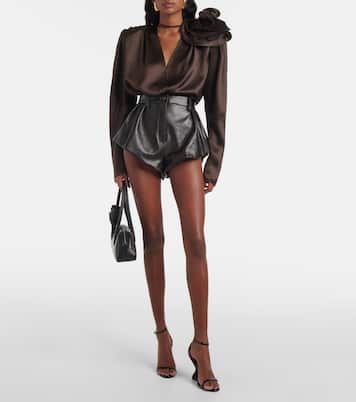 Blusa in raso di misto seta con applicazione floreale | Magda Butrym