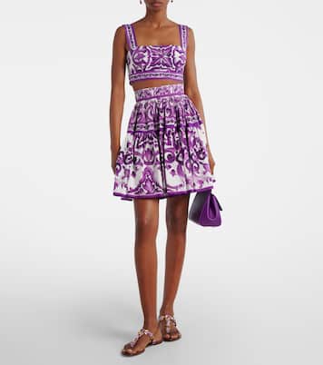 Mini-jupe Majolica en coton | Dolce&Gabbana