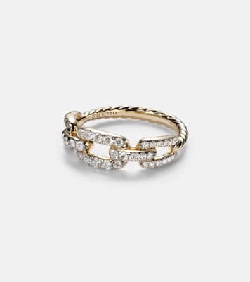 Stax Chain Link 18kt gold ring with diamonds | David Yurman