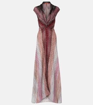 Zigzag jacquard lamé midi dress | Missoni