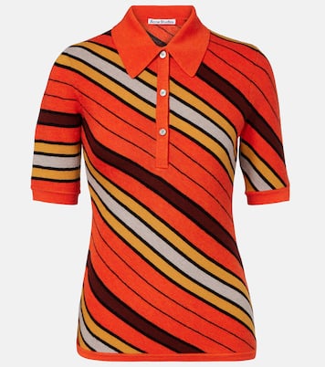 Ribbed-knit striped wool polo shirt | Acne Studios