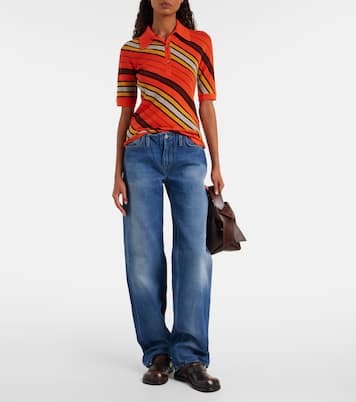 Ribbed-knit striped wool polo shirt | Acne Studios