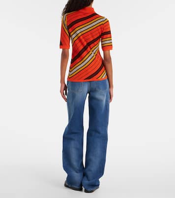 Ribbed-knit striped wool polo shirt | Acne Studios