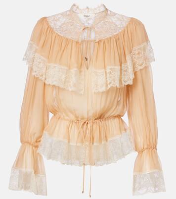 Lace-trimmed silk blouse | Chloé