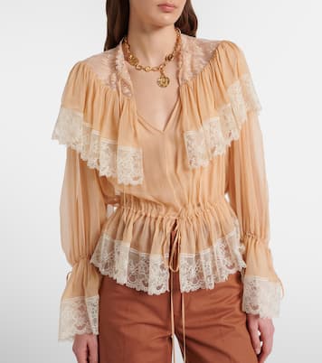 Lace-trimmed silk blouse | Chloé