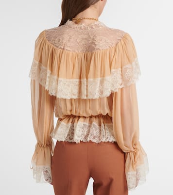 Lace-trimmed silk blouse | Chloé