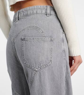 Distressed embellished wide-leg jeans | Area