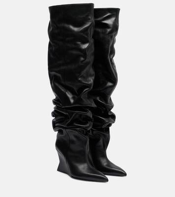 95 레더 웨지 오버더니 부츠 | Balmain
