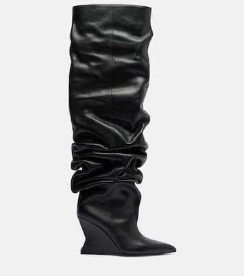 95 레더 웨지 오버더니 부츠 | Balmain