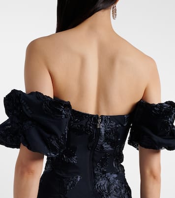 Floral-appliqué mesh gown | Rotate