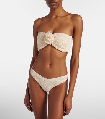 Top de bikini bandeau Rosa con aplique floral | Montce