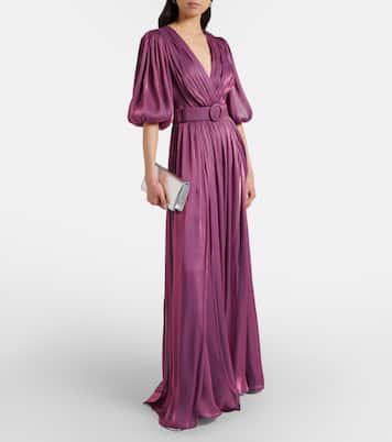 Brennie belted georgette gown | Costarellos