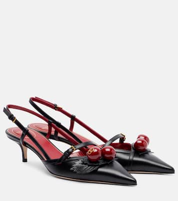 Cherryfic 45 embellished leather slingback pumps | Valentino Garavani