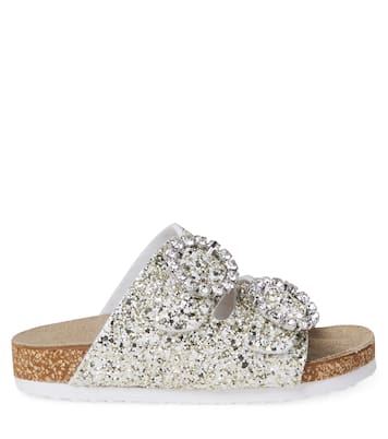 Crystal-embellished glitter sandals  | Monnalisa