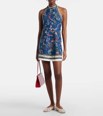 Cove printed halterneck linen minidress | Alémais