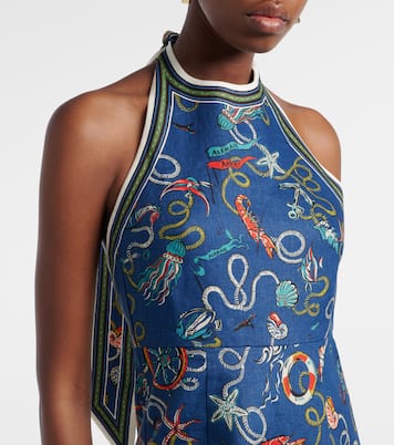 Cove printed halterneck linen minidress | Alémais
