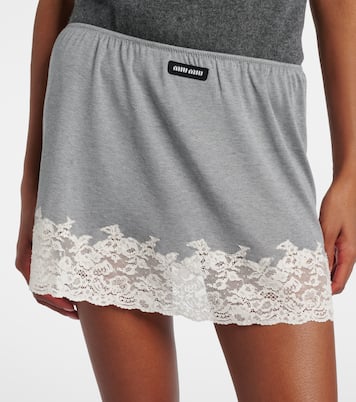 Lace-trimmed silk miniskirt | Miu Miu