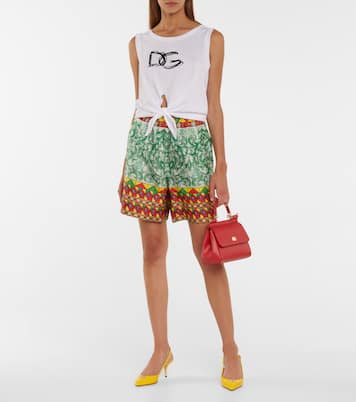 Shorts in faille di seta con stampa | Dolce&Gabbana