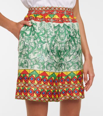 Shorts in faille di seta con stampa | Dolce&Gabbana