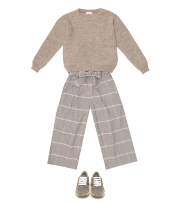 Pantaloni in cotone pied-de-poule | Brunello Cucinelli Kids