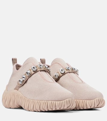 Slip-on in maglia con cristalli | Miu Miu