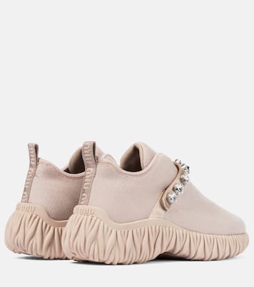 Slip-on in maglia con cristalli | Miu Miu